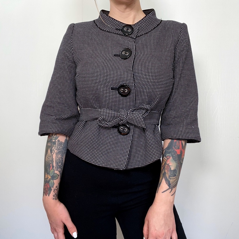 White House Black Market Cropped Waist-Tie Blazer